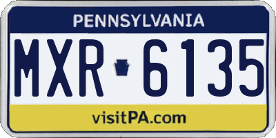 PA license plate MXR6135
