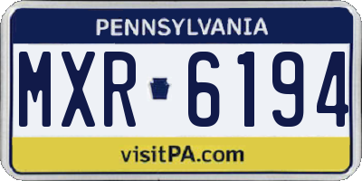 PA license plate MXR6194