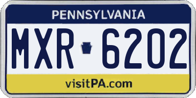 PA license plate MXR6202