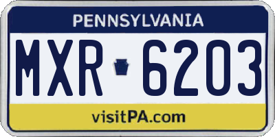 PA license plate MXR6203