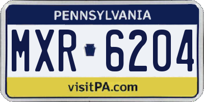 PA license plate MXR6204