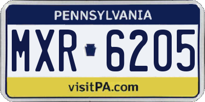PA license plate MXR6205