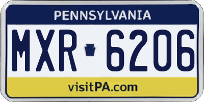 PA license plate MXR6206