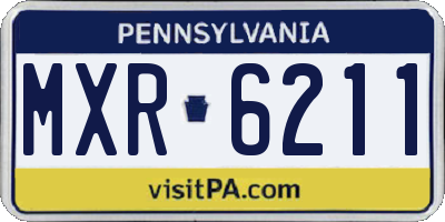 PA license plate MXR6211