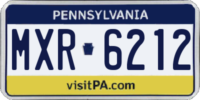 PA license plate MXR6212