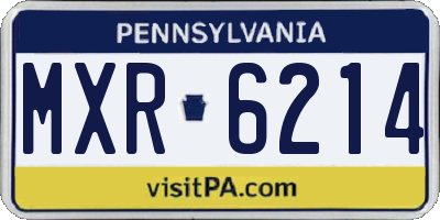 PA license plate MXR6214