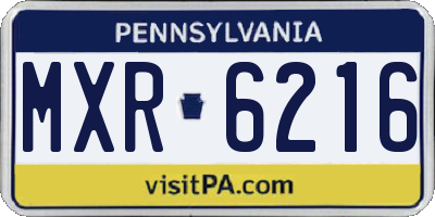 PA license plate MXR6216
