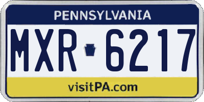 PA license plate MXR6217