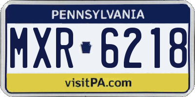 PA license plate MXR6218