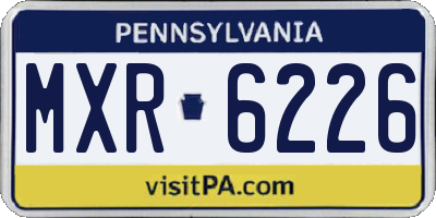 PA license plate MXR6226