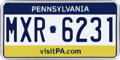 PA license plate MXR6231