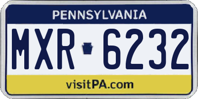 PA license plate MXR6232