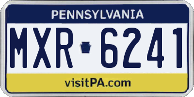 PA license plate MXR6241