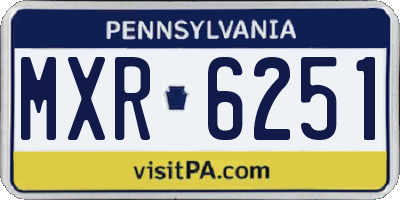 PA license plate MXR6251