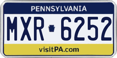 PA license plate MXR6252