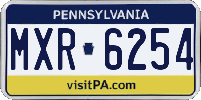 PA license plate MXR6254