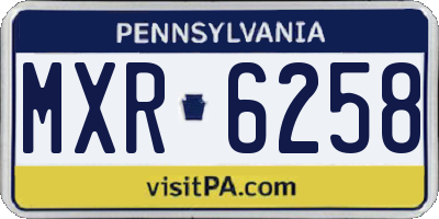 PA license plate MXR6258