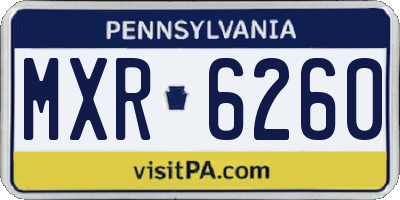 PA license plate MXR6260