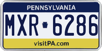 PA license plate MXR6286