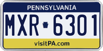 PA license plate MXR6301