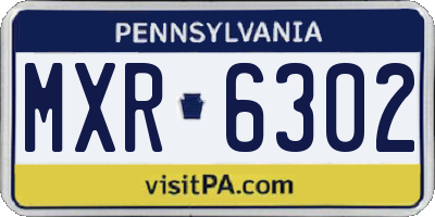 PA license plate MXR6302