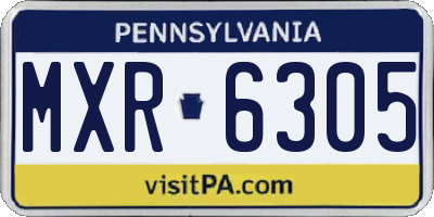 PA license plate MXR6305