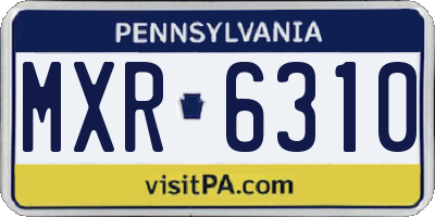 PA license plate MXR6310