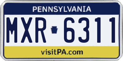 PA license plate MXR6311