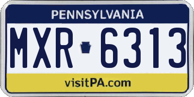 PA license plate MXR6313