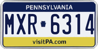 PA license plate MXR6314