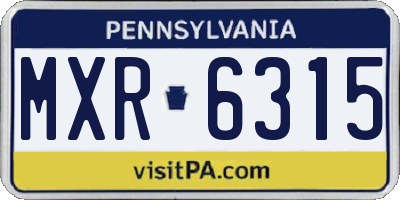 PA license plate MXR6315