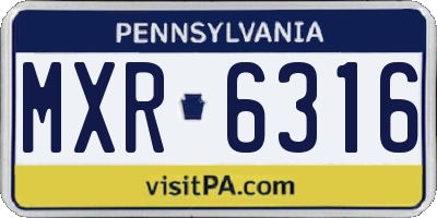 PA license plate MXR6316