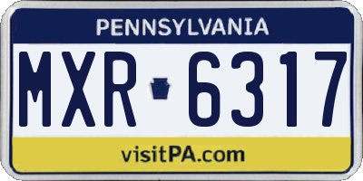 PA license plate MXR6317