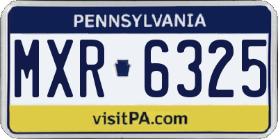 PA license plate MXR6325