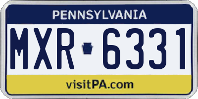 PA license plate MXR6331