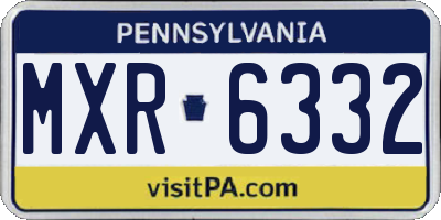 PA license plate MXR6332