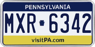 PA license plate MXR6342