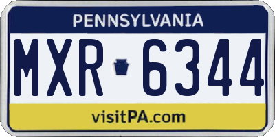 PA license plate MXR6344