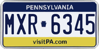 PA license plate MXR6345