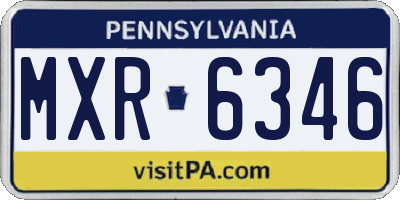 PA license plate MXR6346