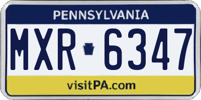 PA license plate MXR6347