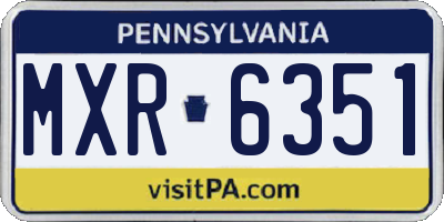 PA license plate MXR6351