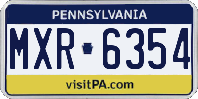 PA license plate MXR6354
