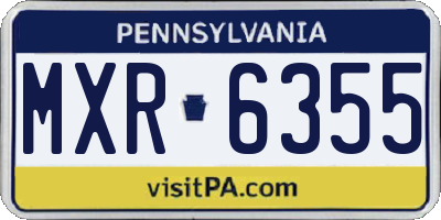PA license plate MXR6355