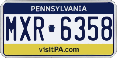 PA license plate MXR6358