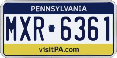 PA license plate MXR6361