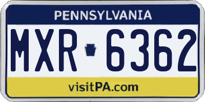PA license plate MXR6362