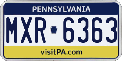 PA license plate MXR6363
