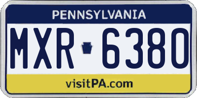 PA license plate MXR6380