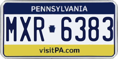 PA license plate MXR6383